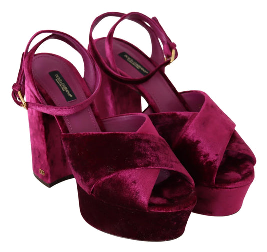 Dolce & Gabbana Fuchsia Velvet Platform Sandals Keira Size 37