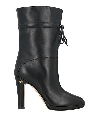 Gucci Soft Calf Nappa Charlotte Mid High Boots Black Size 7.5 US