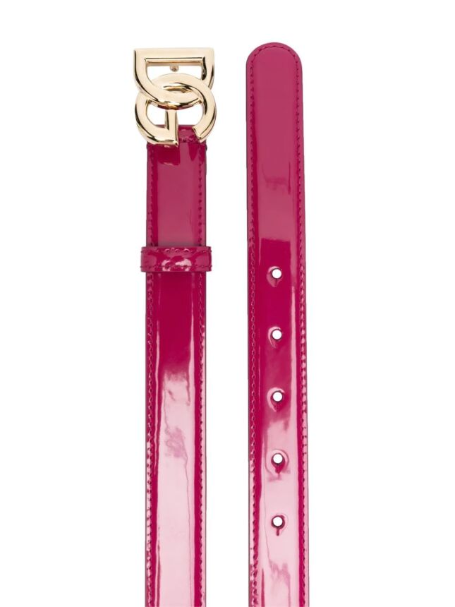 Dolce & Gabbana logo-plaque patent belt Size XS