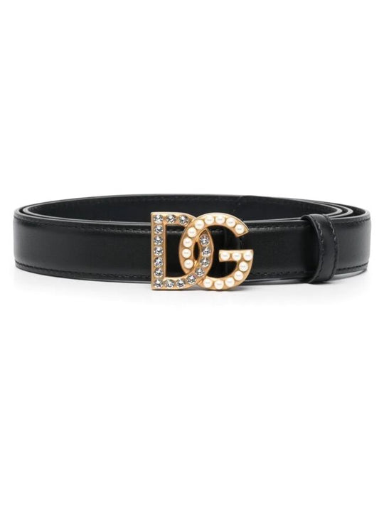 DOLCE & GABBANA Swarovski Crystal & Pearl Leather Belt Size XS / 75CM