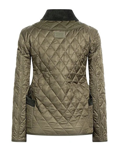 Burberry Khaki Quilted Corduroy Collar Diamond Jacket In Green