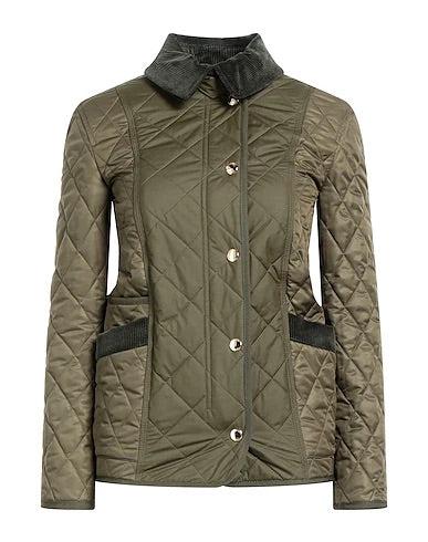 Burberry Khaki Quilted Corduroy Collar Diamond Jacket In Green