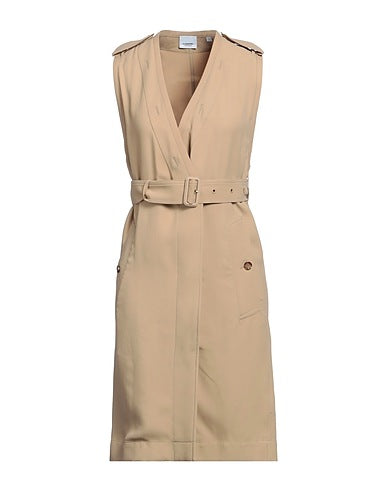 Burberry Sleeveless Viscose V-neck Trench Dress In Beige