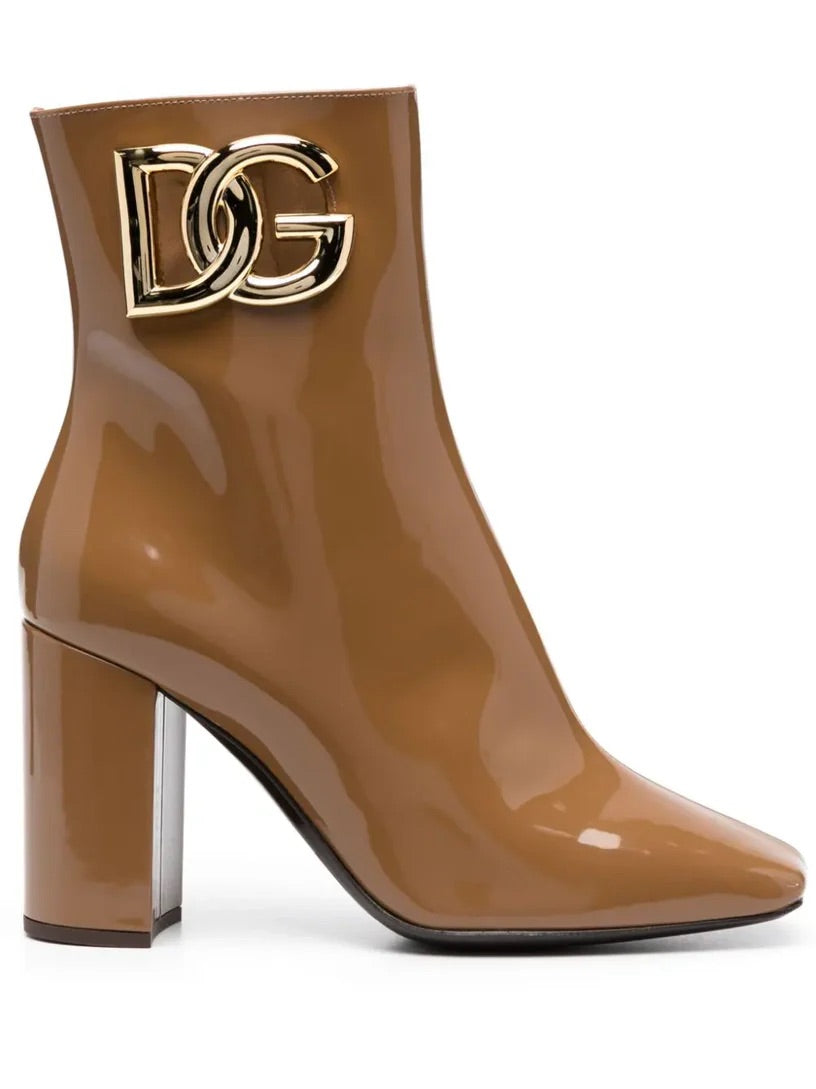 Dolce & Gabbana Logo-Plaque Square Toe Boots Size IT37