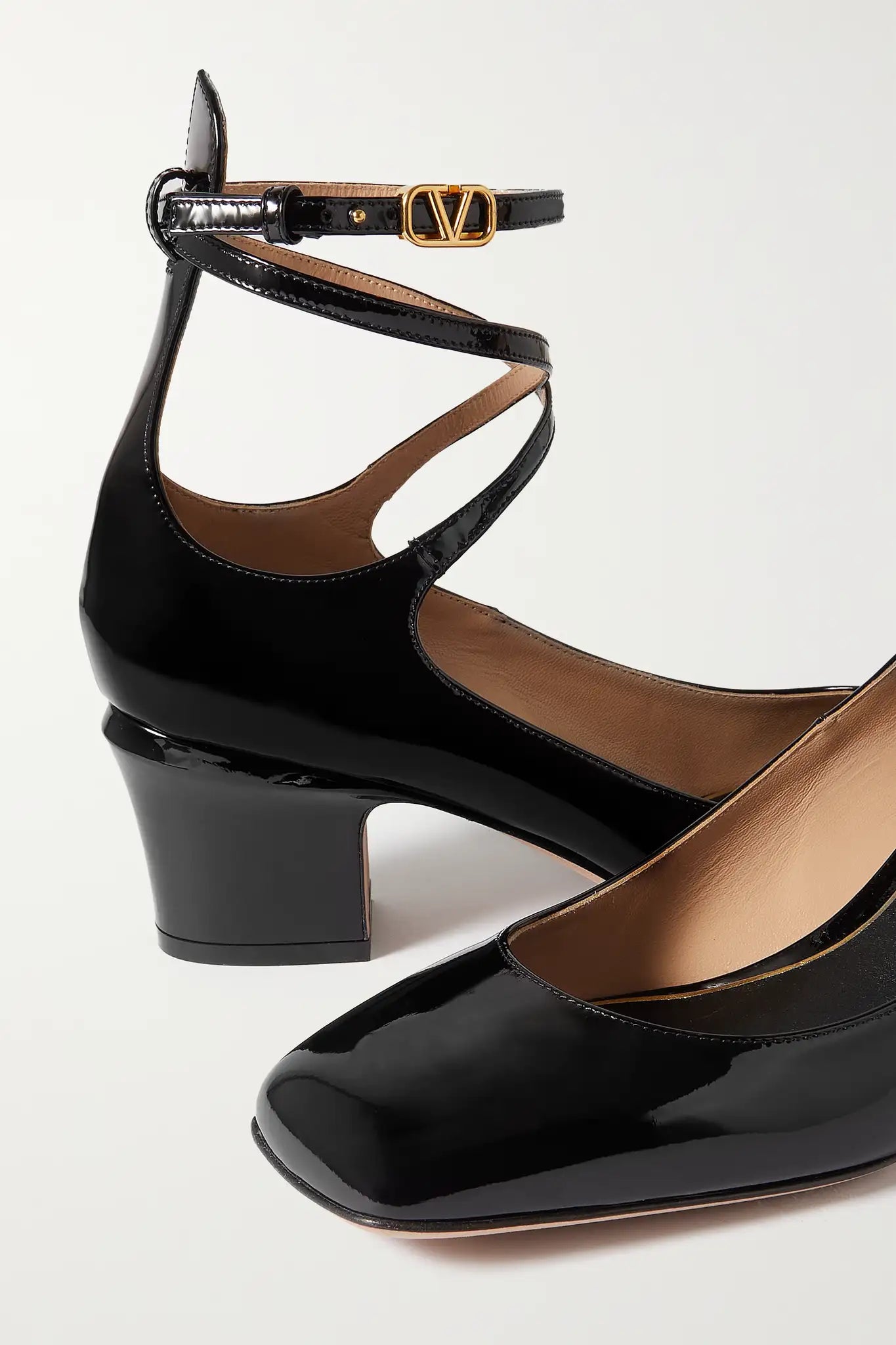 Valentino Garavani  60mm Tan-Go patent-leather pumps Size 37