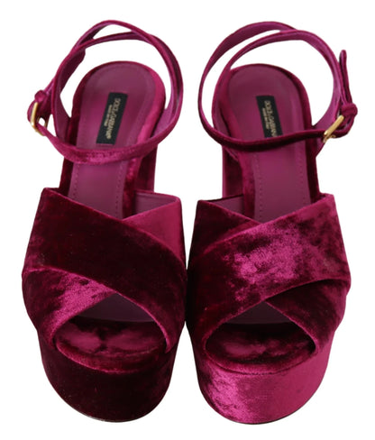 Dolce & Gabbana Fuchsia Velvet Platform Sandals Keira Size 37