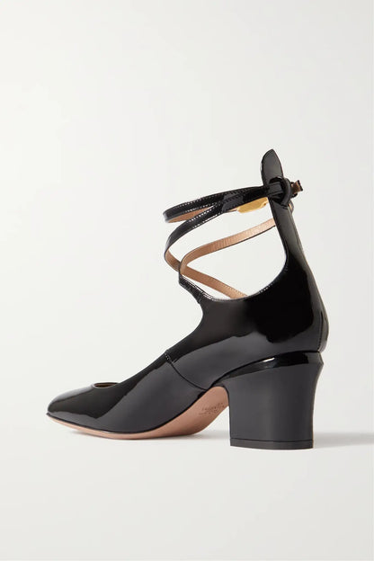 Valentino Garavani  60mm Tan-Go patent-leather pumps Size 37