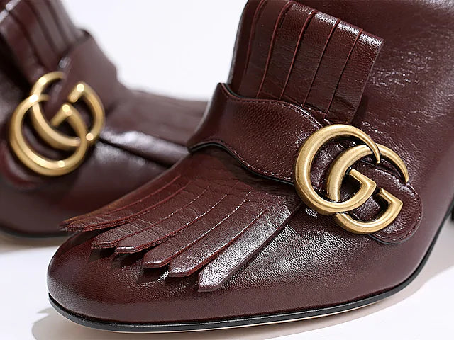 Gucci Marmont Gold GG Logo Ankle Boots Size 7US / 37EU