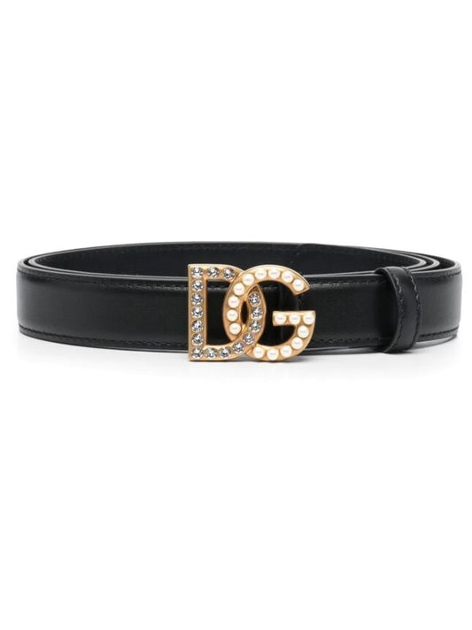 DOLCE & GABBANA Swarovski Crystal & Pearl Leather Belt Size 75