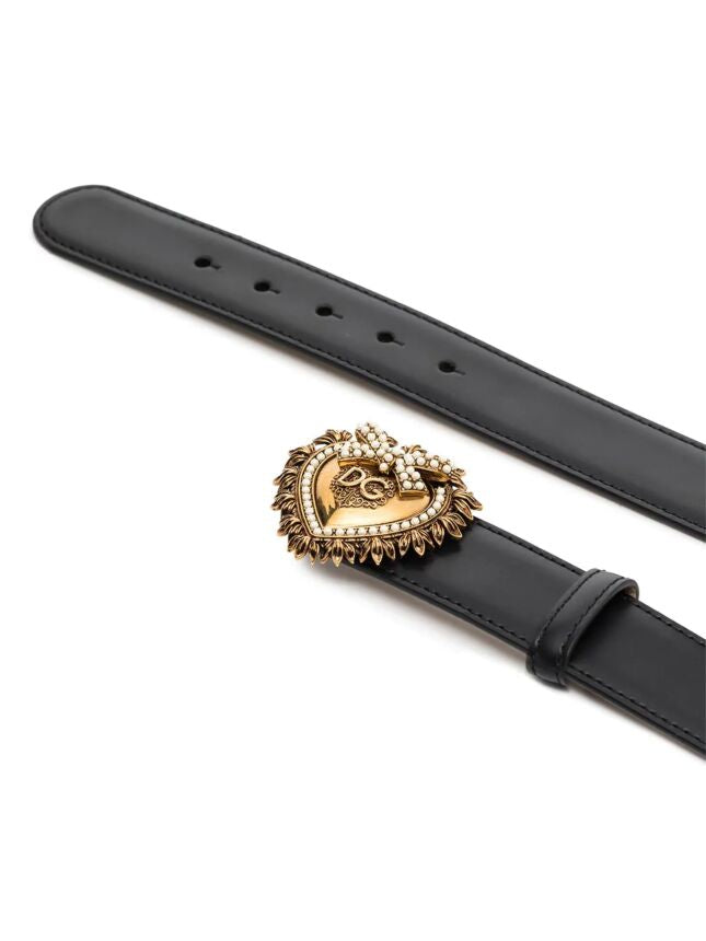 DOLCE & GABBANA Devotion Leather Belt Size 75CM