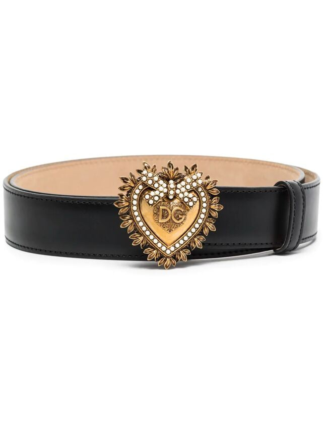 DOLCE & GABBANA Devotion Leather Belt Size 75CM