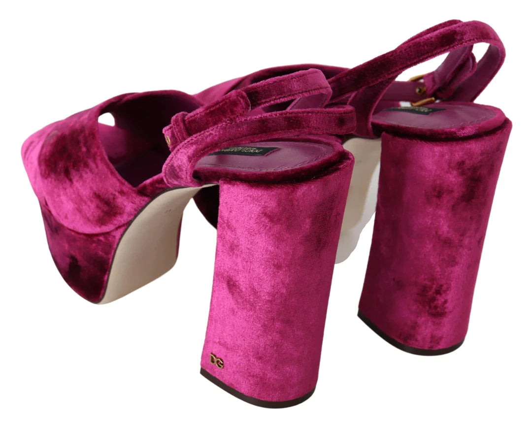 Dolce & Gabbana Fuchsia Velvet Platform Sandals Keira Size 37