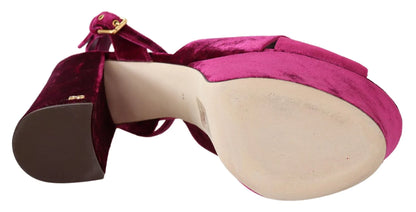 Dolce & Gabbana Fuchsia Velvet Platform Sandals Keira Size 37