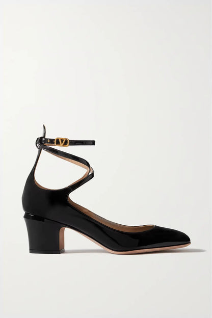 Valentino Garavani  60mm Tan-Go patent-leather pumps Size 37