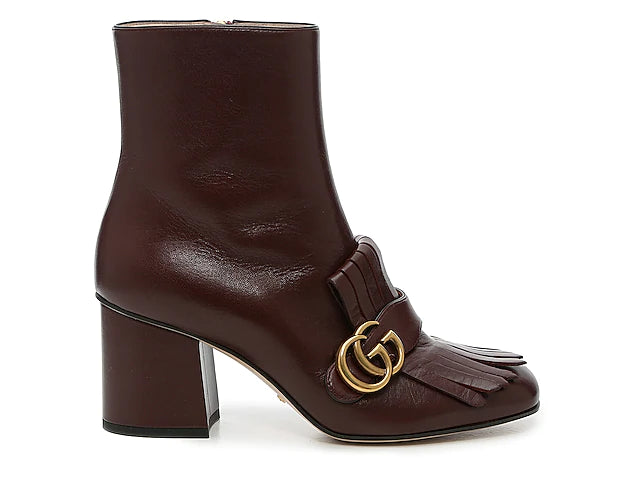 Gucci Marmont Gold GG Logo Ankle Boots Size 7US / 37EU