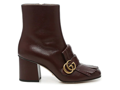 Gucci Marmont Gold GG Logo Ankle Boots Size 7US / 37EU