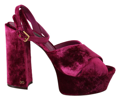 Dolce & Gabbana Fuchsia Velvet Platform Sandals Keira Size 37