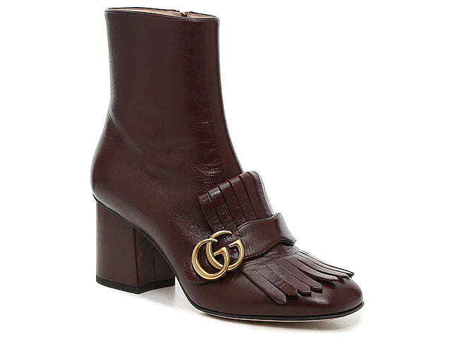 Gucci Marmont Gold GG Logo Ankle Boots Size 7US / 37EU